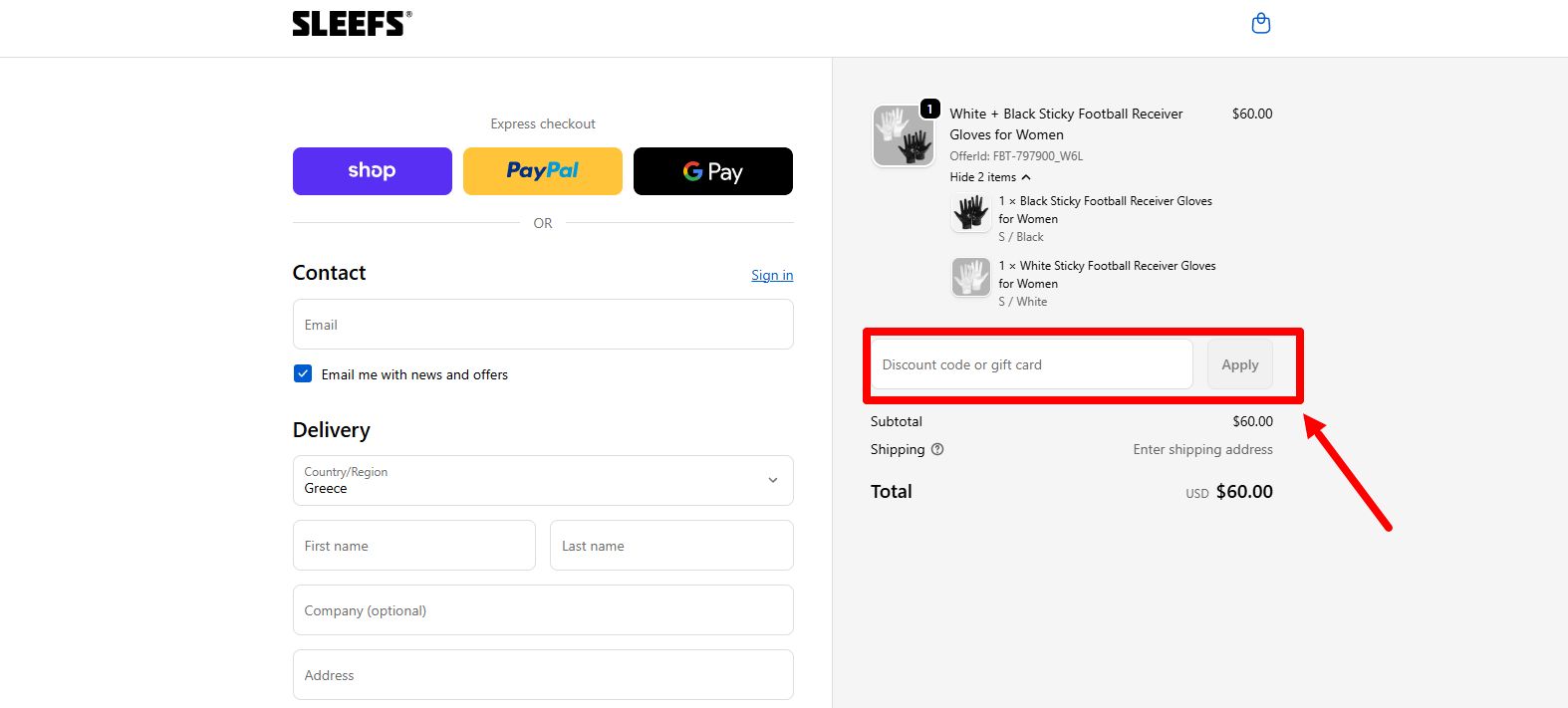 “How to apply a SLEEFS promo code”